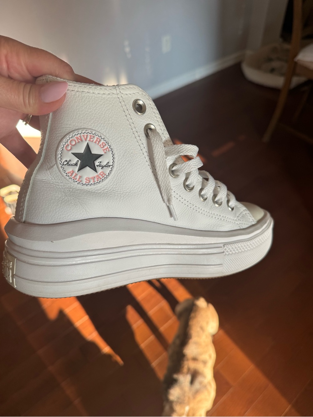 Converse Kids White Leather Platform High Top Sneakers
